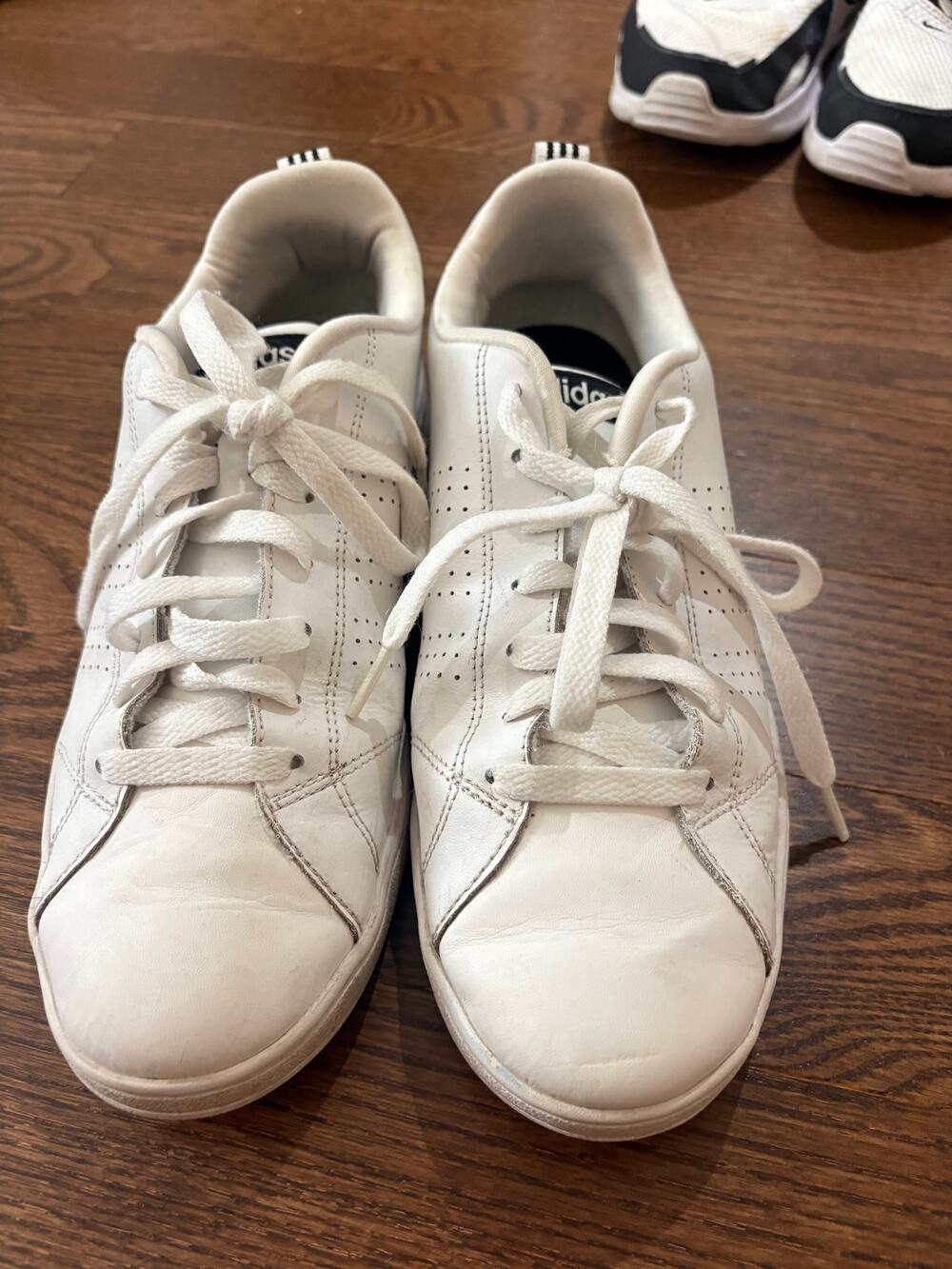 Adidas White Low-Top Sneakers with Black Accents Women's 9.5
